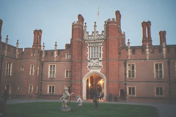 Hampton Court Palace facade and its historic gateway